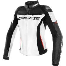 RACING 3 LADY LEATHER JACKET WHITE/BLACK/RED DAINESE