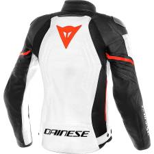 RACING 3 LADY LEATHER JACKET WHITE/BLACK/RED DAINESE